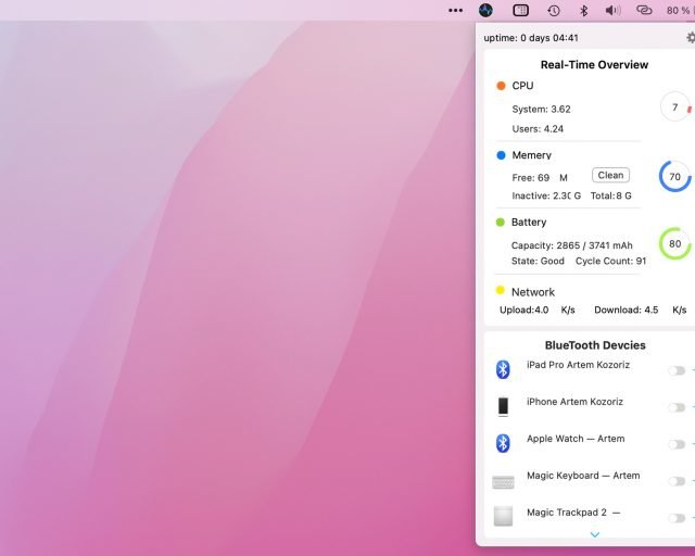 Better Menubar — бесплатное приложение, с которым вся системная информация о Mac всегда под рукой